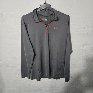 Under Armour All Seasons Gear Pullover Shirt Mens Size XL 1/4 Zip Grey And Red